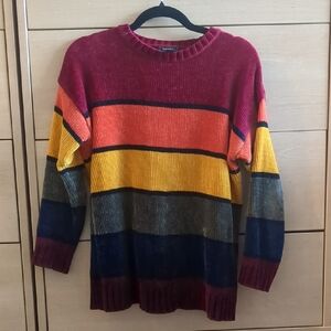Forever 21 Colorful Striped Crew Neck Sweater